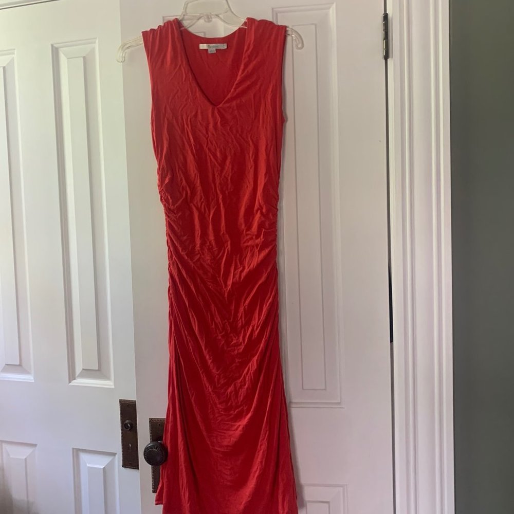 Boden Red Sleeveless V-Neck Ruched Maxi Dress